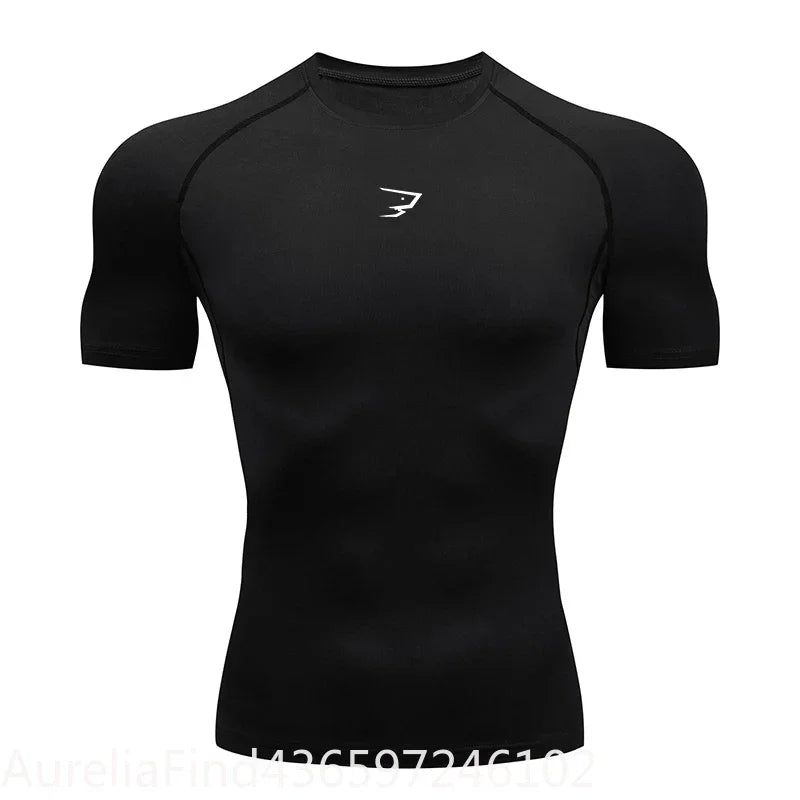 Men Short Sleeve Compression T-Shirt Running Gym Fitness Sport Tees Male Jogging Athletic Sport Tops