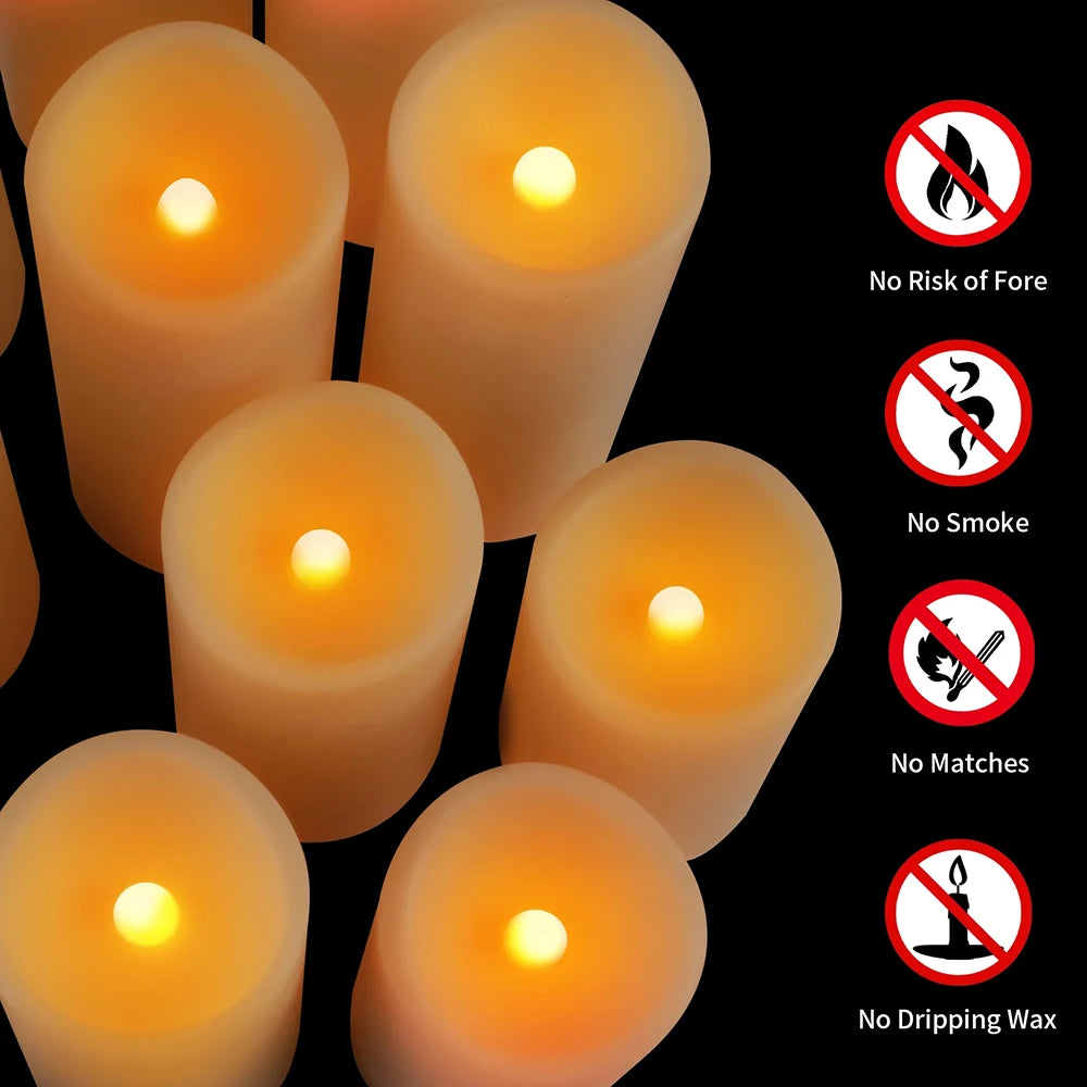 4pcs Pack Flameless LED Candles with Remote Controls and Timers Outdoor Indoor Waterproof Battery Operated for Home/Wedding