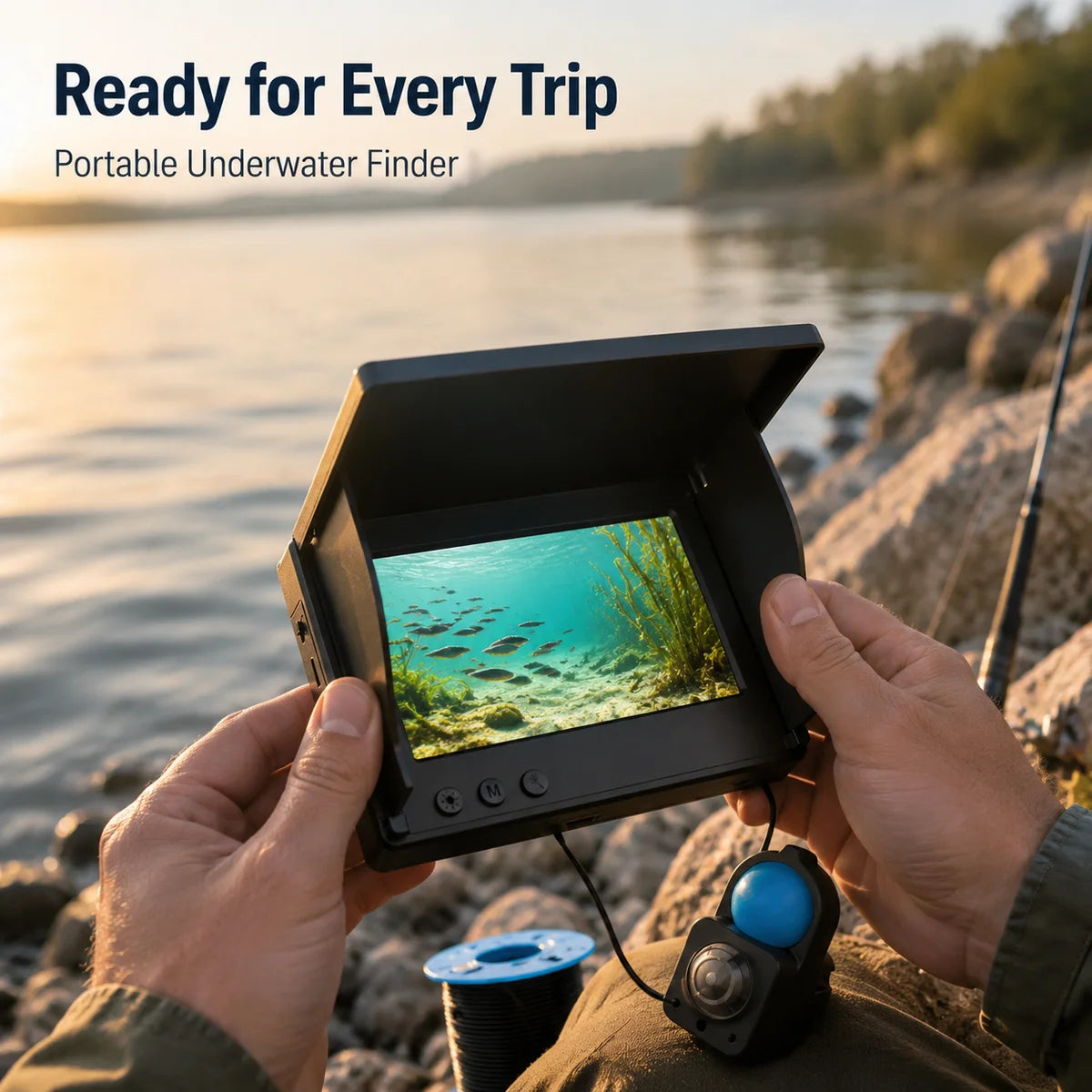 Underwater Fishing Camera With Monitor Portable Fish Finder With Night Vision & Depth Finder HD Ice Lake Sea Boat Fishing Sonar Camera For Anglers Men