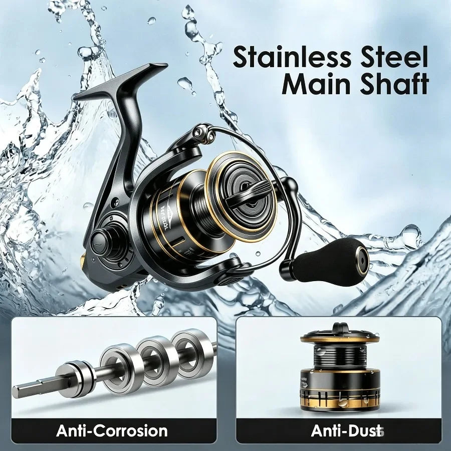 Spinning Reel, 9+1 BB Incredibly Smooth Fishing Reels, Carbon Fiber Ultralight Spinning Reels Stainless Steel Main Shaft Saltwat