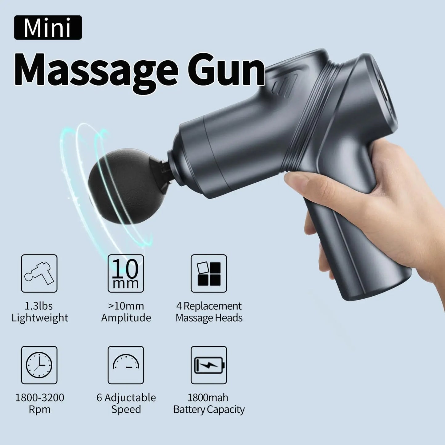 LEERCON Mini Muscle Massage Gun Deep Tissue, Silent Brushless Motor and Portable Massage Gun with 4 Interchangeable Heads for Deep Muscle Relief and Relaxation, Dropshipping Relax Gift for Women Men