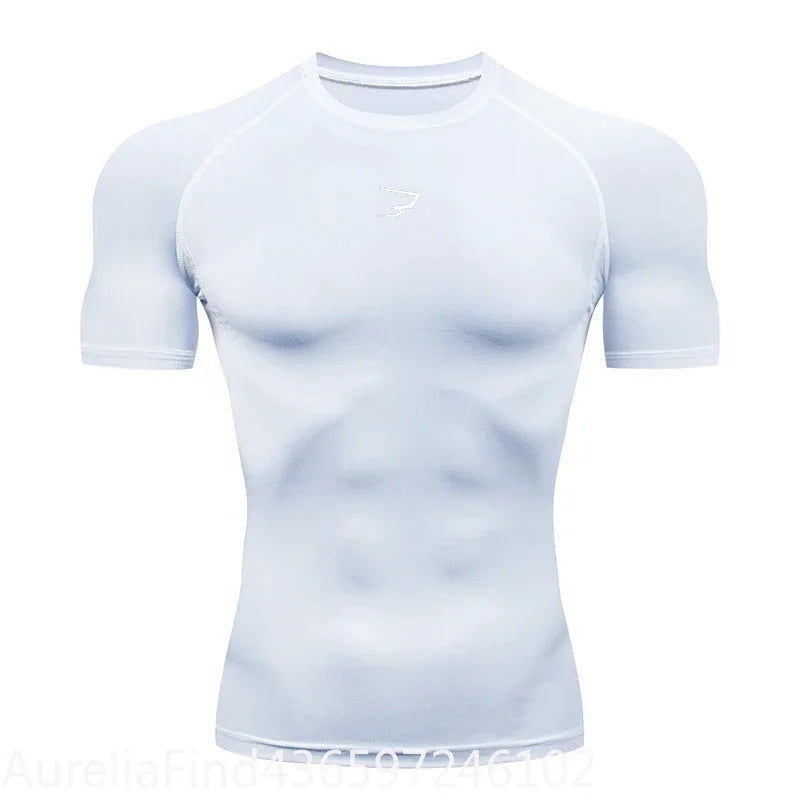 Men Short Sleeve Compression T-Shirt Running Gym Fitness Sport Tees Male Jogging Athletic Sport Tops