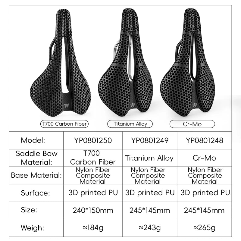 West Biking 3D Printed Road Bike Saddle Carbon Fiber
