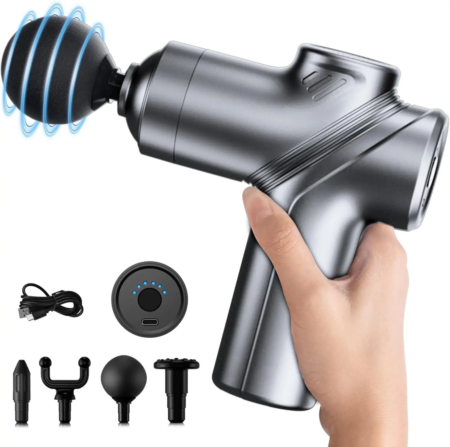 LEERCON Mini Muscle Massage Gun Deep Tissue, Silent Brushless Motor and Portable Massage Gun with 4 Interchangeable Heads for Deep Muscle Relief and Relaxation, Dropshipping Relax Gift for Women Men