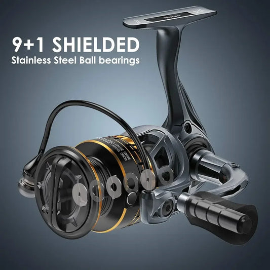 Spinning Reel, 9+1 BB Incredibly Smooth Fishing Reels, Carbon Fiber Ultralight Spinning Reels Stainless Steel Main Shaft Saltwat
