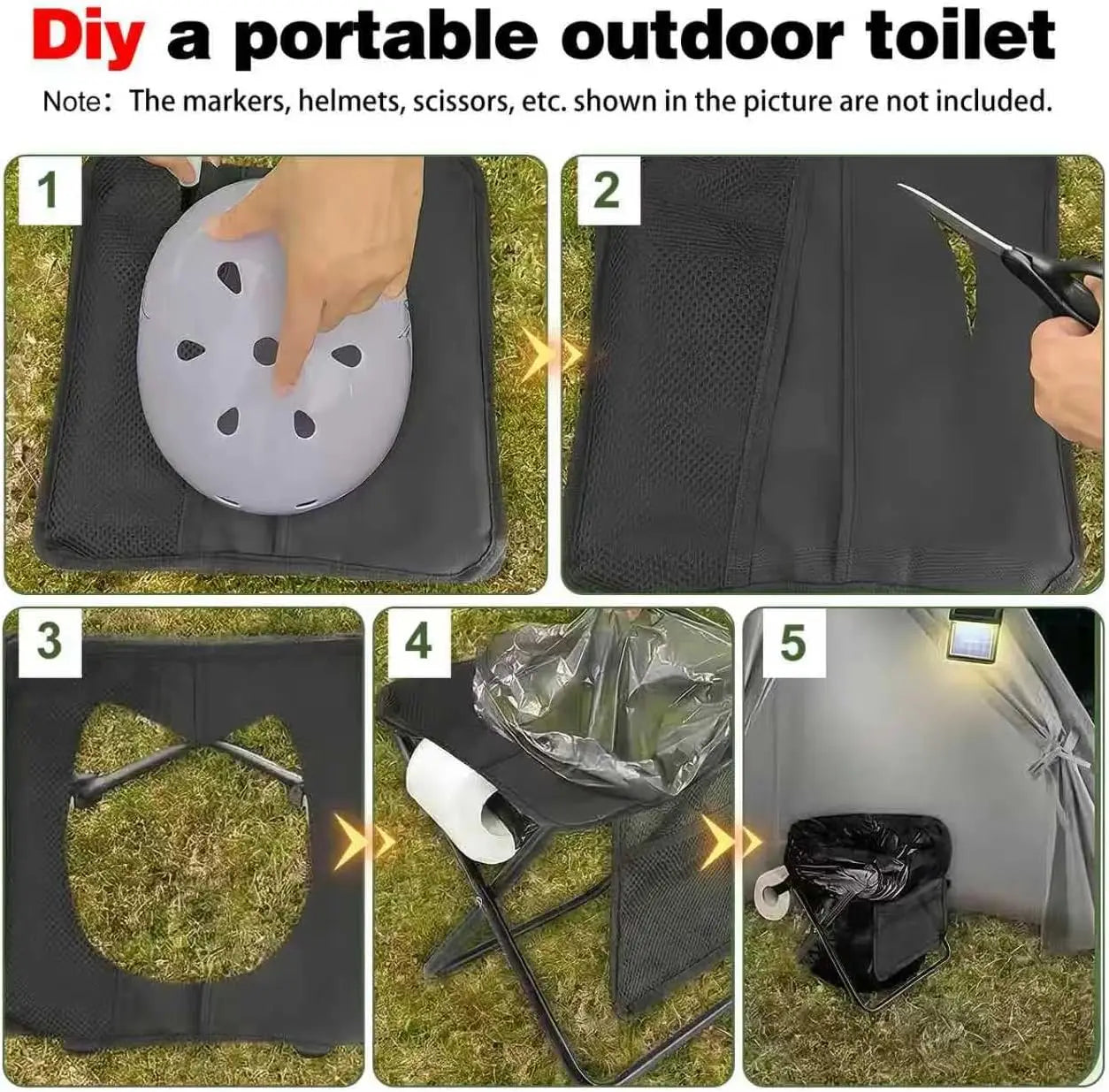 GMOX Camping Stool Portable Chair: All-Terrain Folding Carrying Pocket Stool, 4 Anti-Sink Feet, 270Lbs Capacity & 3s Setup. 5000 Cycle Tested for Rugged Sites, Camping, Fishing, Travel, Black.