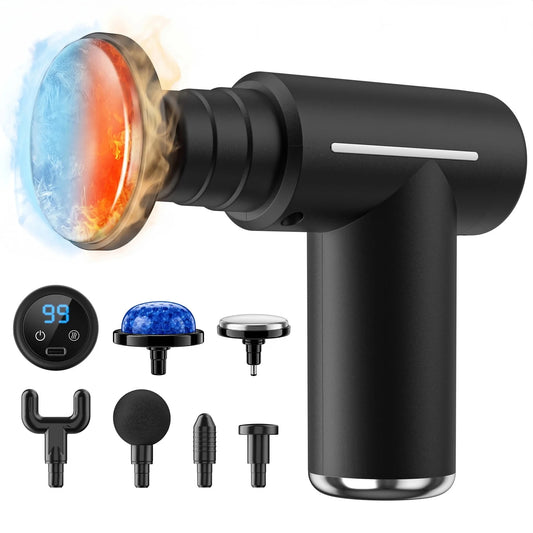 CshidWorld Heated Massage Gun with Gel Head,Deep Tissue Muscle Massager,6 Speed Levels,Quiet Handheld Percussion Massager for Pain Relief & Muscle Recovery Gun Massage Vibrator Body Massager