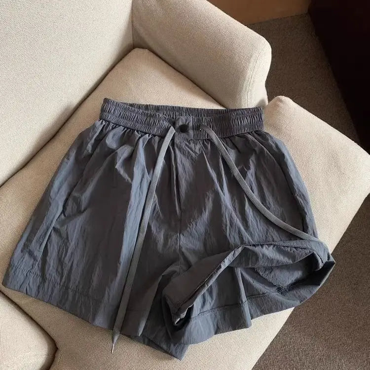 Women Wide Leg Quick Dry Shorts With Elastic Waist Athleisure