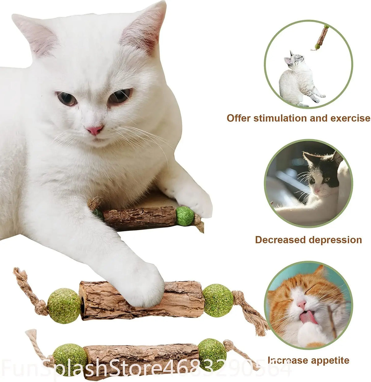 1Pcs Natural Silvervine Matatabi Cat Chew Stick Catnip Molar Tooth Cleaning Stick Kitten Teeth Grinding Oral Care Cat Snack Toy