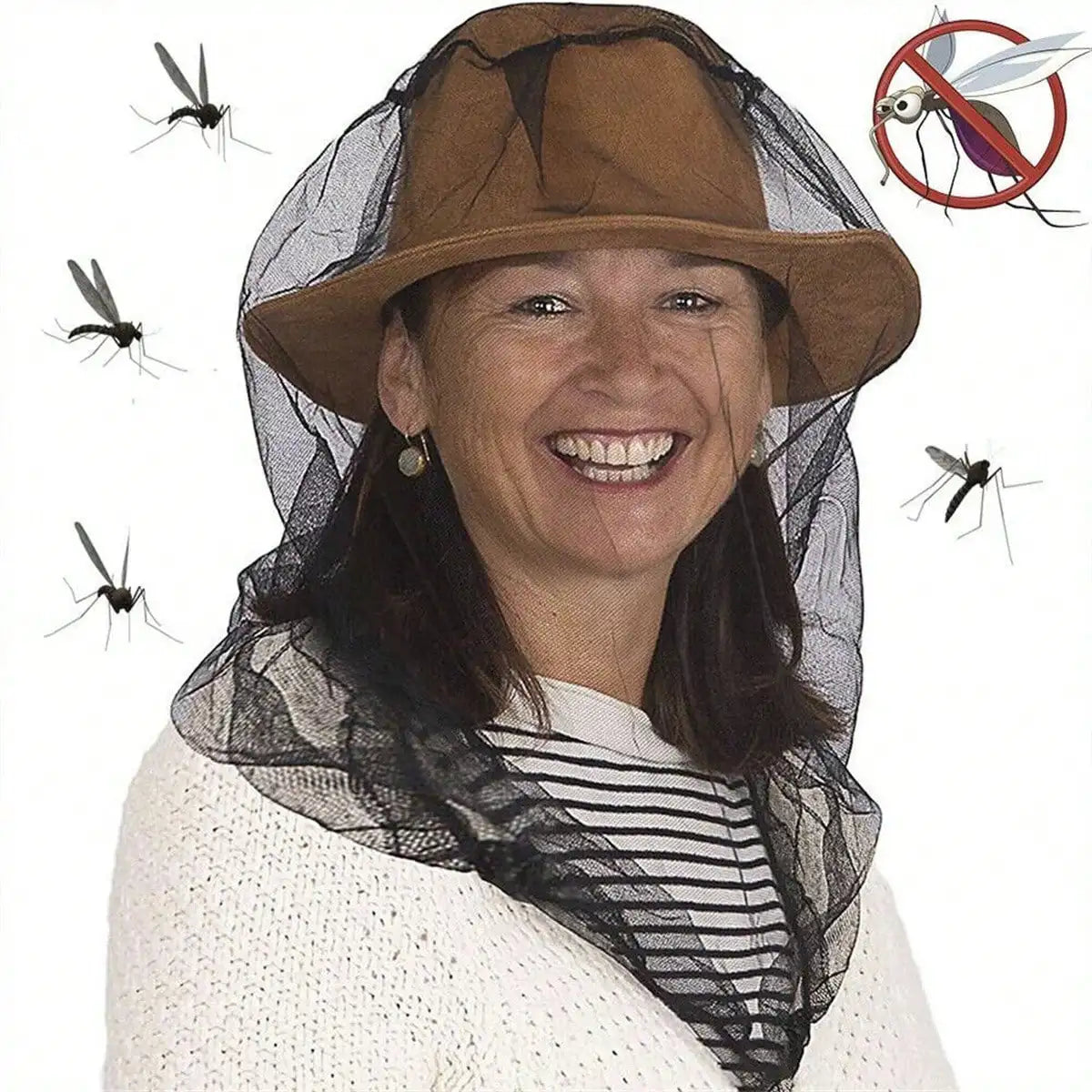 2PC Outdoor Camping and Hiking, Insect and Mosquito Control, Head Protection, Net, Outdoor Fishing, Night Fishing Hat