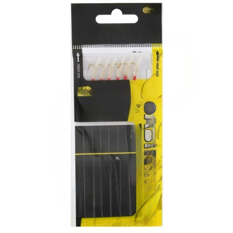 (2 pack) Red Size 8 Hook，Each rig includes six high-quality hooks for secure bait retention, with the main line featuring a higher pound test than branch lines for added strength during retrieval.