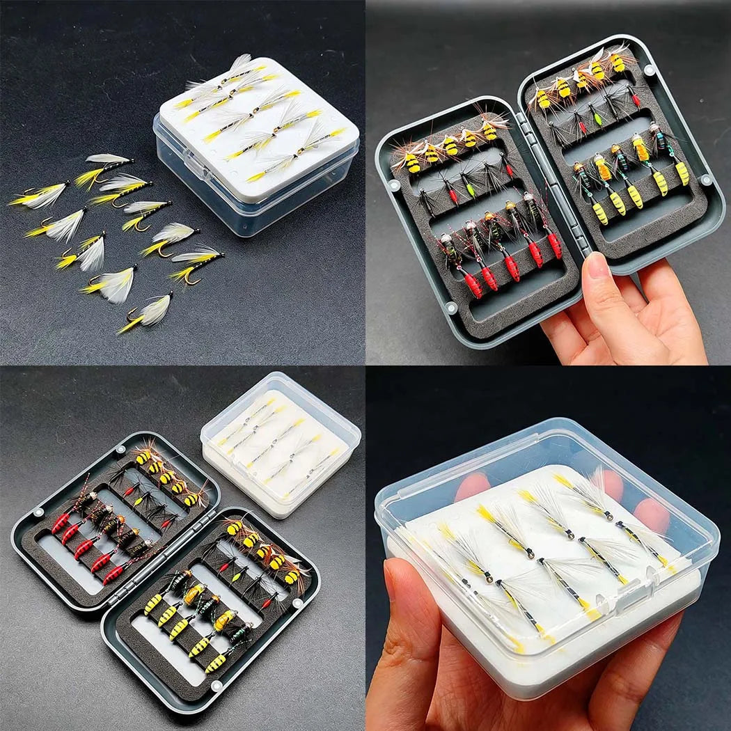 Fly Fishing Flies Kit, 2 Boxes Bundle(Total 50Pcs Flies) Dry Flies, Wet Flies, Nymphs Fishing For Trout-with Fly Box