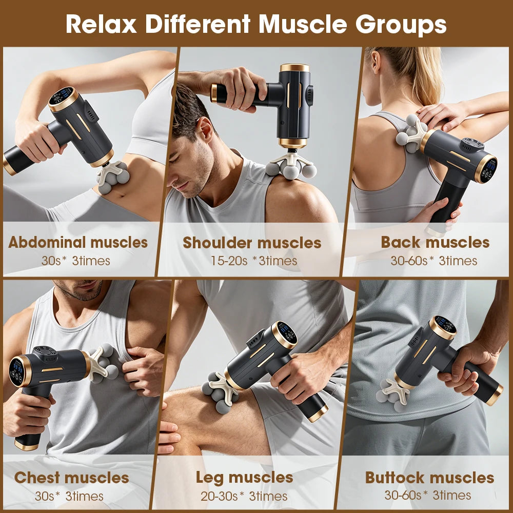 Percussion Massager with 99 Speed Levels Fascia Gun Percussion Massager 24W 3200RPM Deep Tissue, Cordless with Battery Display and 10-Min Timer