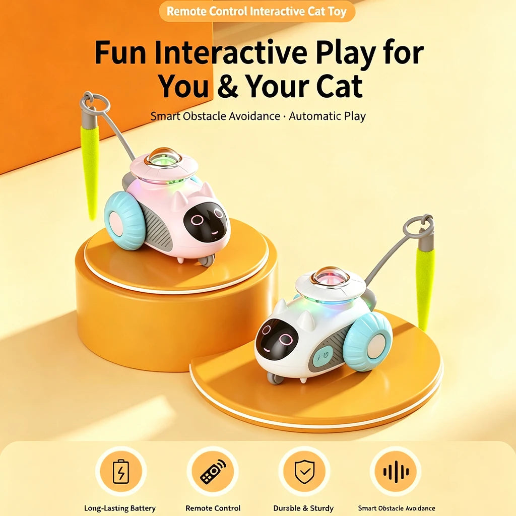 Smart Remote Control Cat Toy Car USB Rechargeable Automatic Obstacle Avoidance Robot Funny Kitten Exercise Interactive Pet Supplies