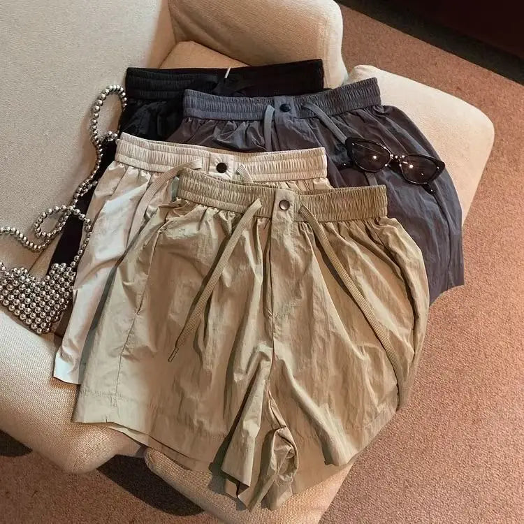 Women Wide Leg Quick Dry Shorts With Elastic Waist Athleisure