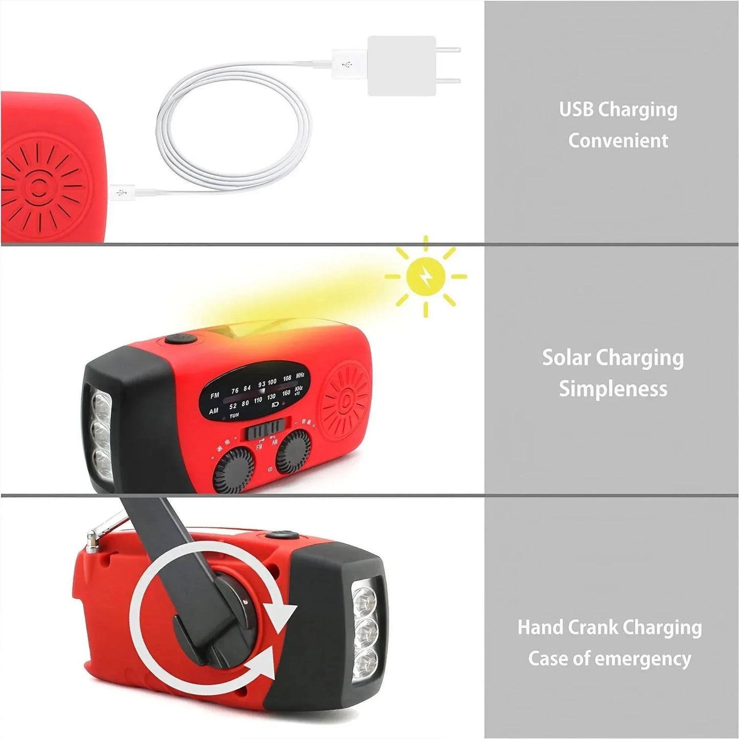 Solar Hand Crank Radio Portable Emergency Weather Alert Device with 2000mAh Power Bank and LED Flashlight Ideal for Home Blackout Severe Weather Camping Hurricane Preparedness Survival Gear NOAA FM AM and Outdoor Safety