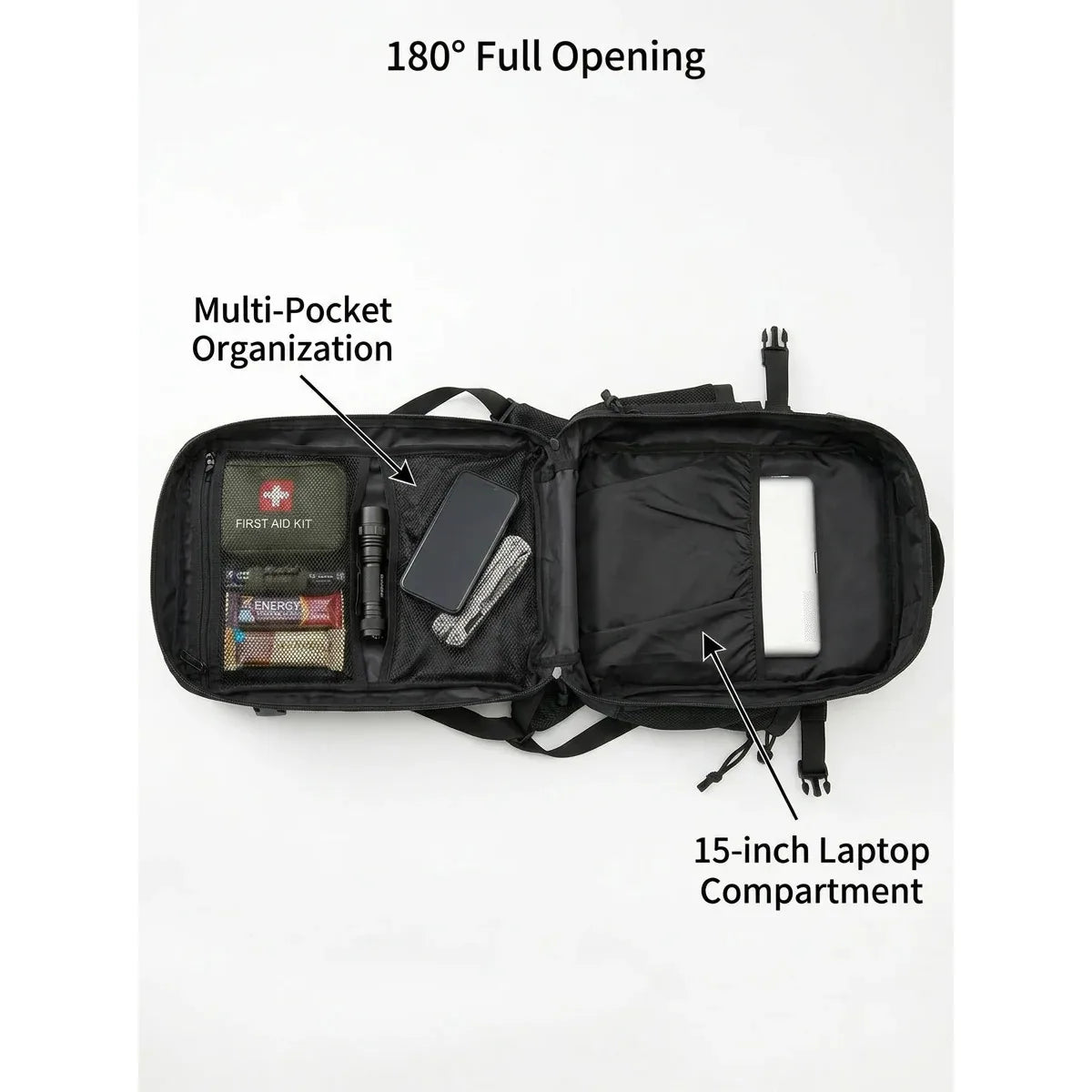 26L Men's Fishing Rucksack with MOLLE System & Double Cup Holders, Tactical Outdoor Hiking Backpack for Kayak Bass Trout River Fishing, Travel Camping Tackle Gear Storage Bag, Survival Kit