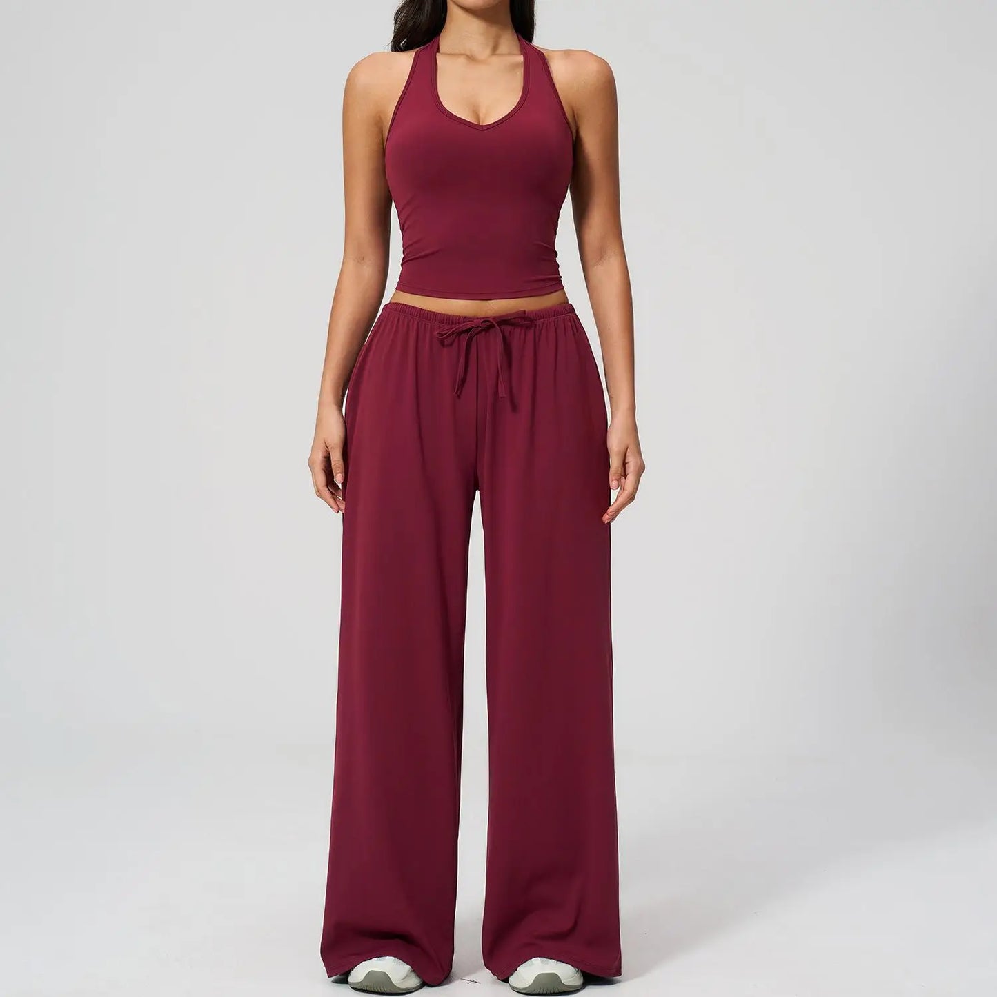 Women 2-Piece Athleisure Set Ice Silk Top And Pants