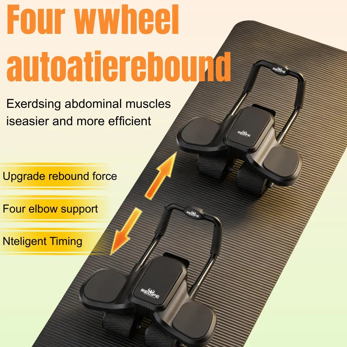 Ab Wheel Roller With Elbow Support And Knee Mat For Core Workout