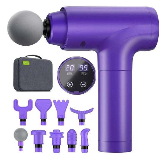 Massage Gun Deep Tissue, Muscle Massage Gun with 9 Attachment Heads 20 Speeds & Silent Brushless Motor for Pain Relief, Handheld Percussion Back Massager Gun,Gift for Mom/Dad