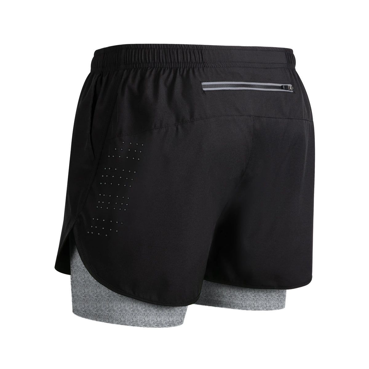 Men's Running Shorts Quick Dry Fitness Black Double Layer Sport Workout Training Bodybuilding Short Pants New