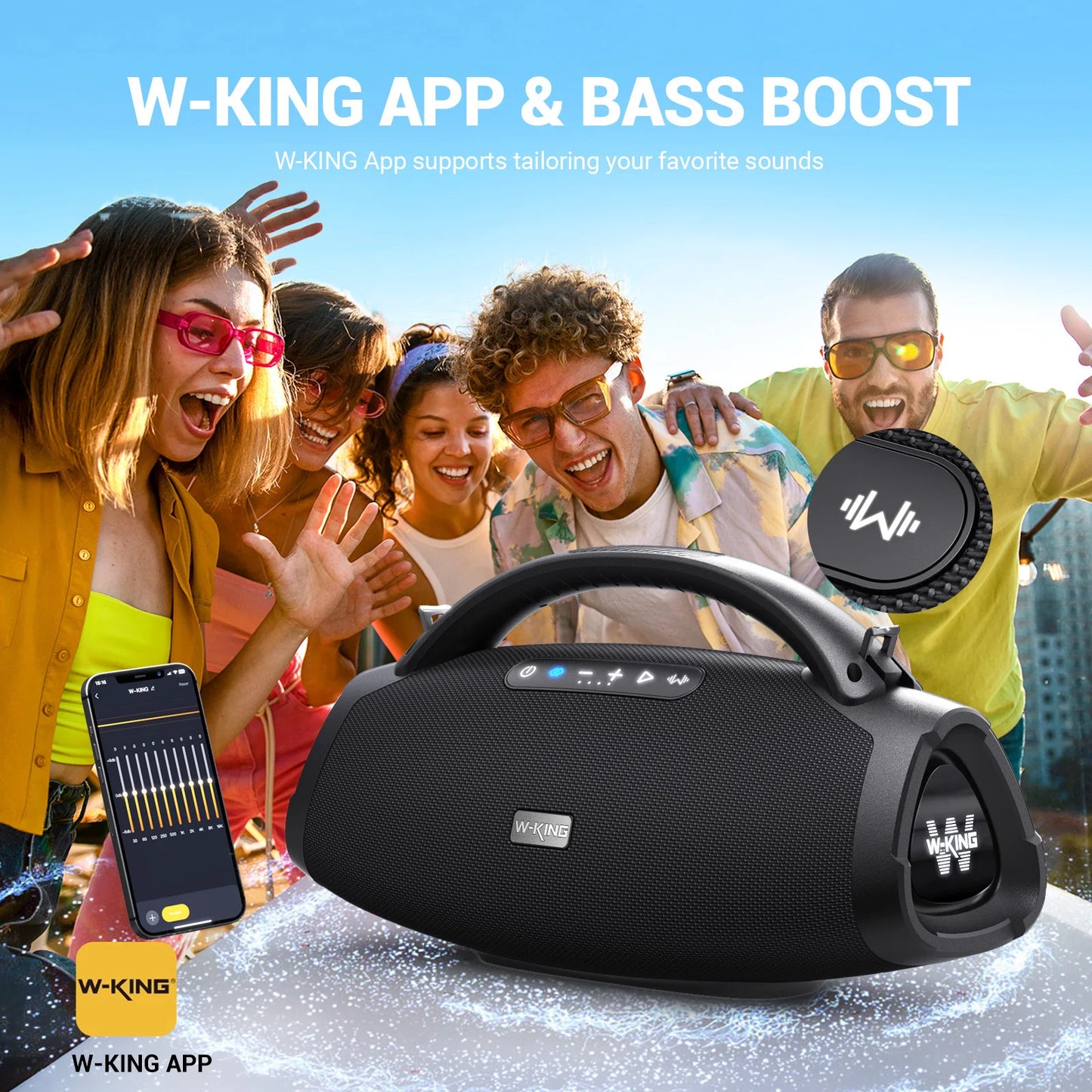 W-KING D20 Portable Bluetooth Speaker IPX7 Waterproof Outdoor Bass