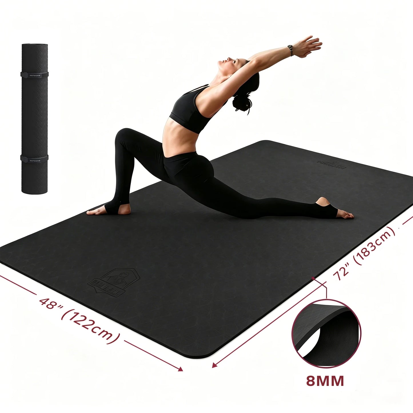 HAPBEAR Yoga Mat Non Slip TPE Eco Friendly For Home Workouts