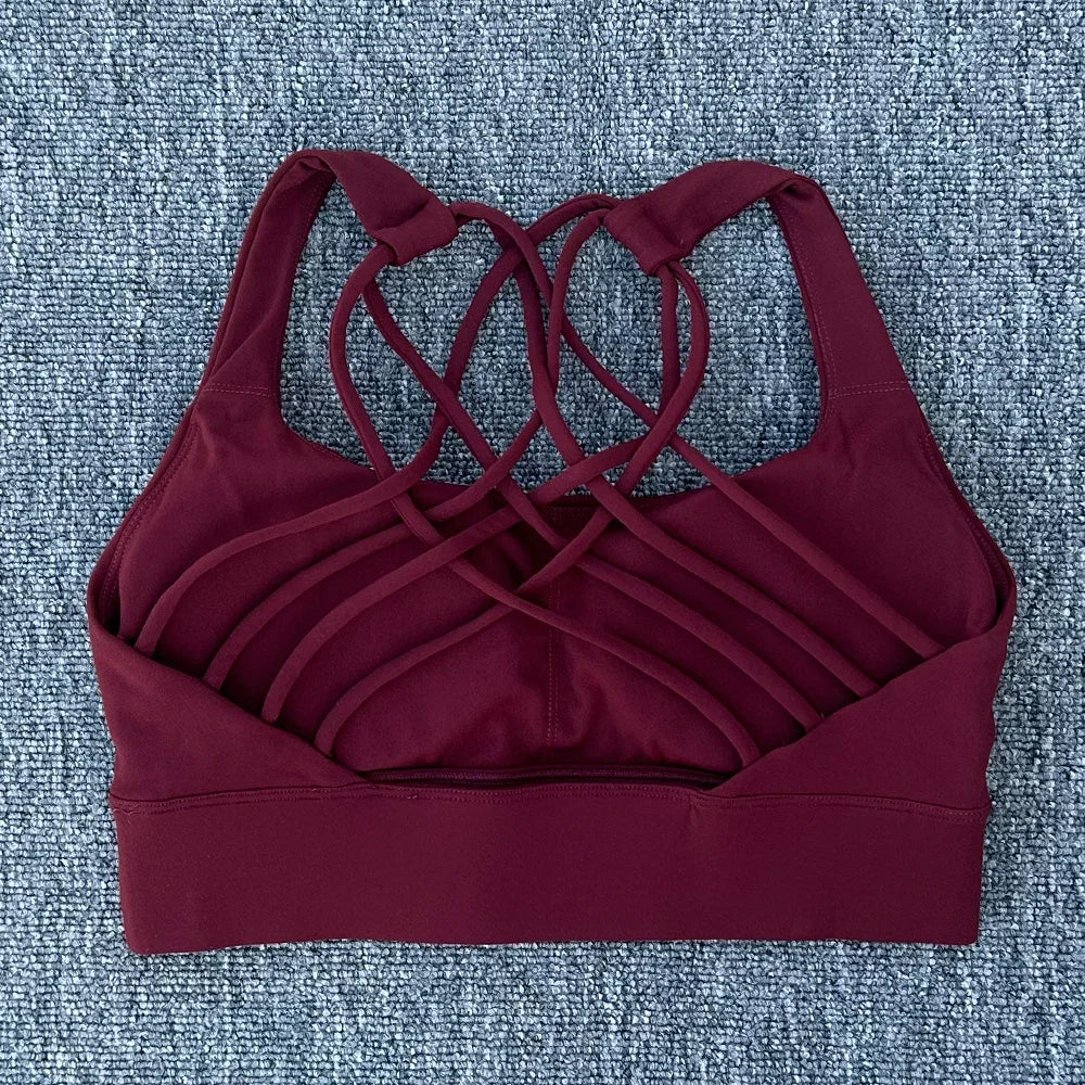 New Women Sports Bra Push Up Cross Back Shockproof Running Gym Training Workout Yoga Underwear Crop Tops
