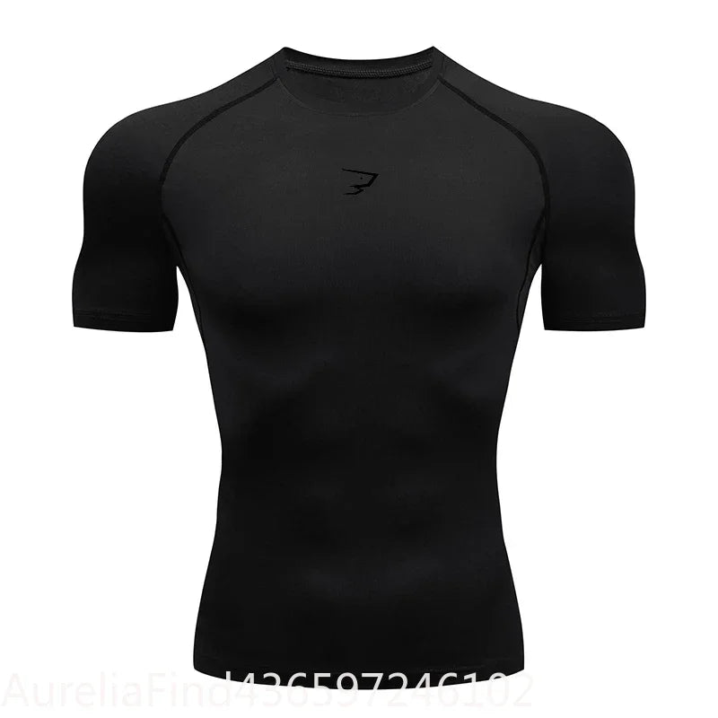 Men Short Sleeve Compression T-Shirt Running Gym Fitness Sport Tees Male Jogging Athletic Sport Tops
