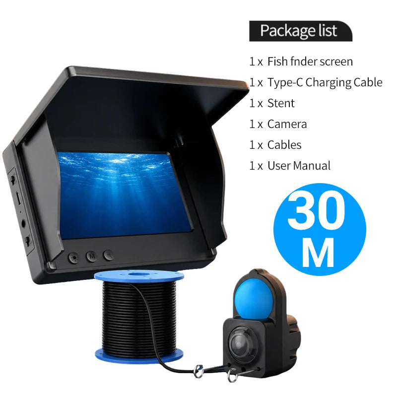 Underwater Fishing Camera HD 1080P 4.3" Monitor Fish Finder with 15M 30M Cable Night Vision for Ice Lake Fishing