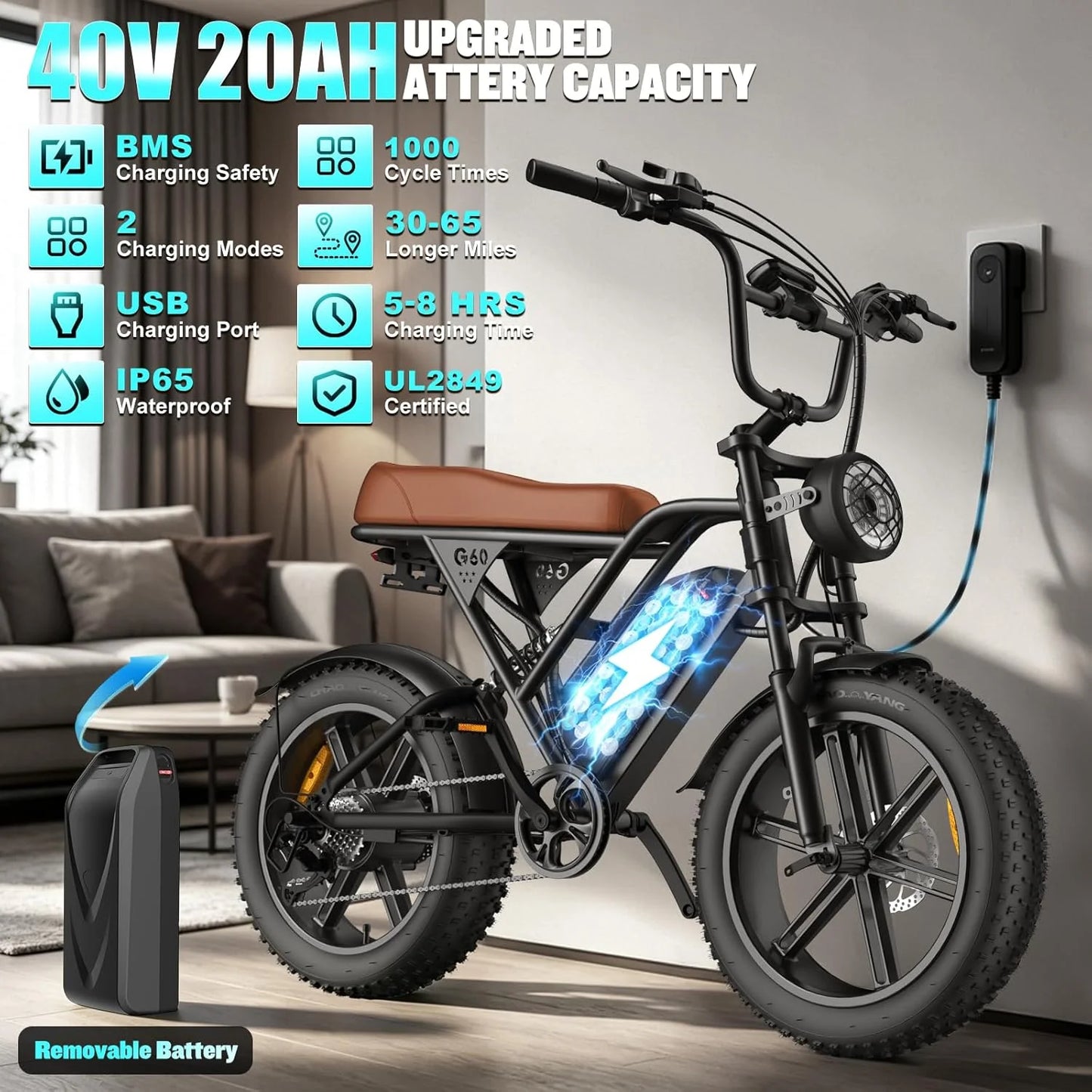 Electric Mountain E-Bike 1000W Brushless Motor Dual Suspension 48V Battery