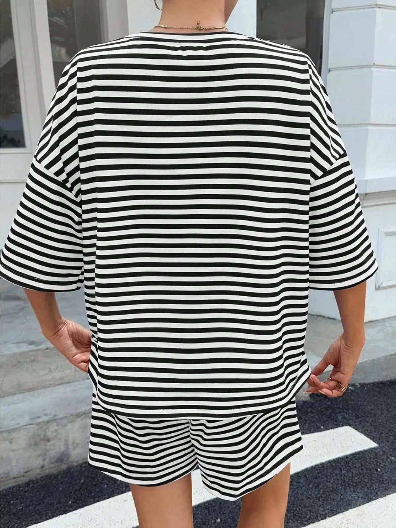 Fisoew Striped Athleisure Two Piece Set Women Lounge Wear