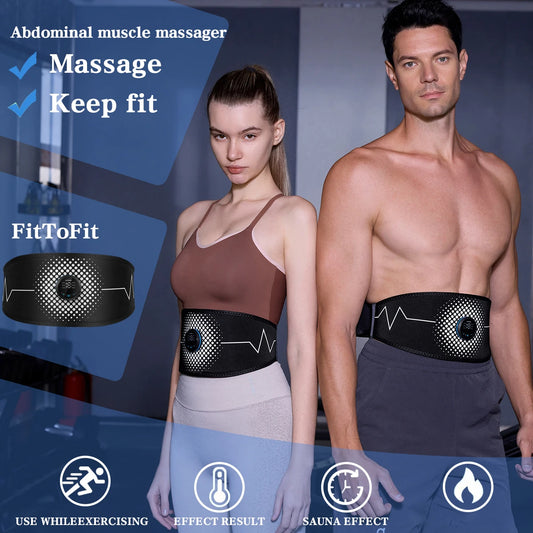 Rechargeable EMS Muscle Stimulator Belt - 6 Modes 18 Intensity Levels ABS Fitness Massage Training Belt for Muscle Relaxation And Strengthening