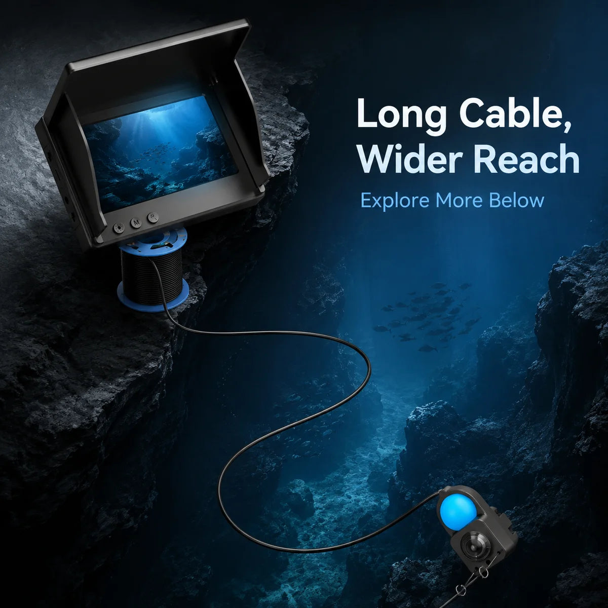 Underwater Fishing Camera With Monitor Portable Fish Finder With Night Vision & Depth Finder HD Ice Lake Sea Boat Fishing Sonar Camera For Anglers Men