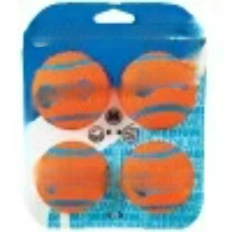 Tennis Dog Ball Durable Rubber Fetch Toy For Dogs, Medium 2.5", For Breeds 20-60 lb, Pack of 4, Orange