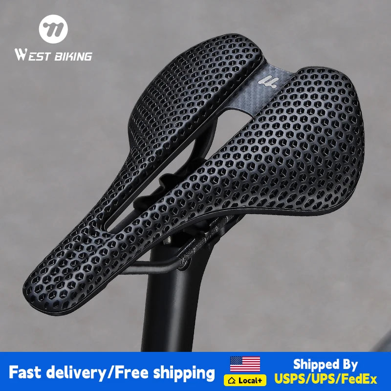 West Biking 3D Printed Road Bike Saddle Carbon Fiber