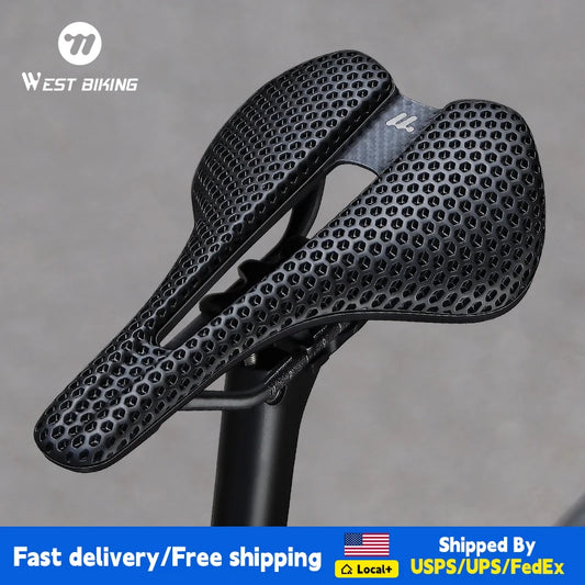 West Biking 3D Printed Road Bike Saddle Carbon Fiber